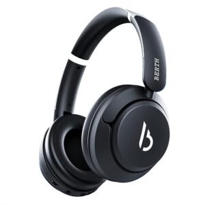 BERTH Newly Launched VE 250 Over The Ear ENC Headphone with 40mm Drivers, 36H of Playtime, ENC, Gaming Latency (50ms Latency), AI Voice Assistance, Volume Control, BT 5.4 Midnight Black